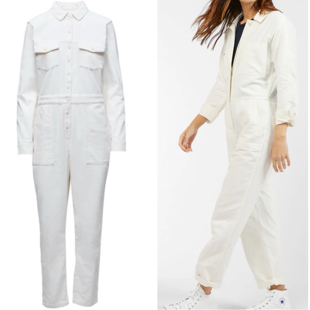 OuterKnown NWT S.E.A Corduroy Long‎ Sleeve Jumpsuit In Salt White Womens Large